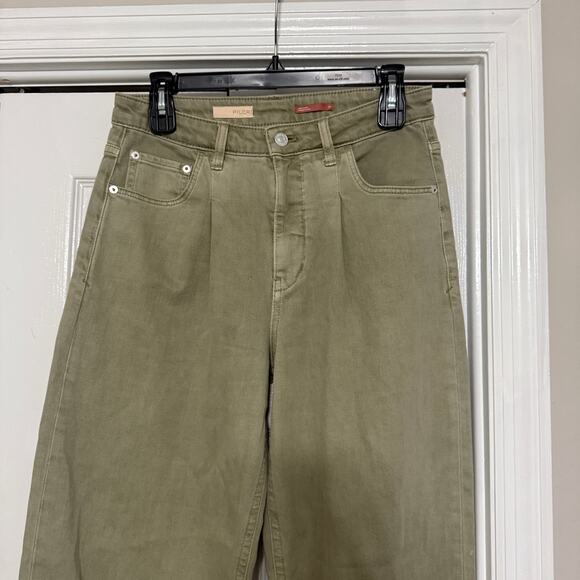 Pilcro The Breaker Barrel Leg Jeans Sz 27 Green Relaxed Pants Anthropologie - Picture 4 of 8